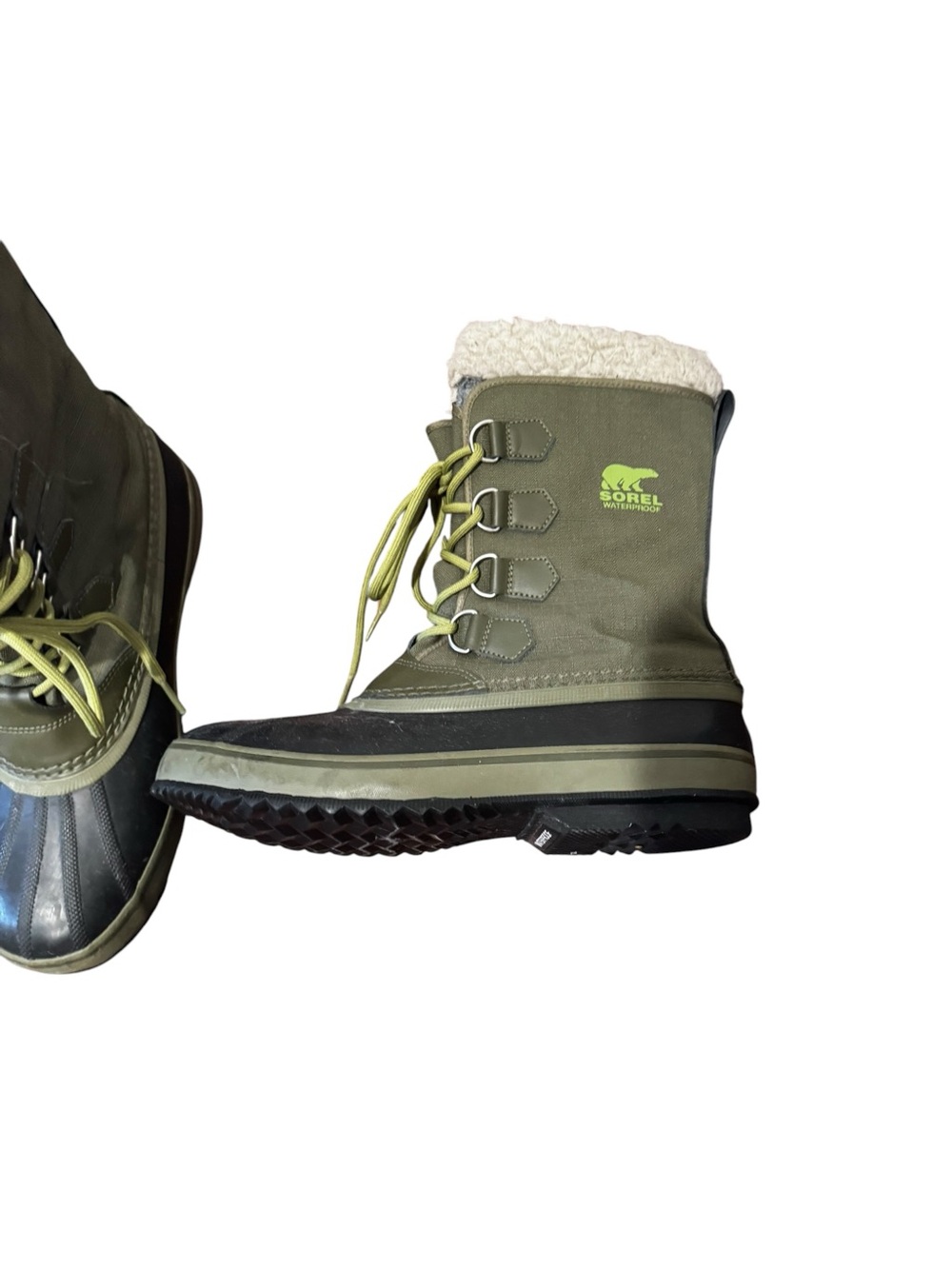 Sorel  Men’s  1964 PAC Nylon SnowOlive Green and Black Sherpa-Lined Winter Boot - Picture 5 of 11